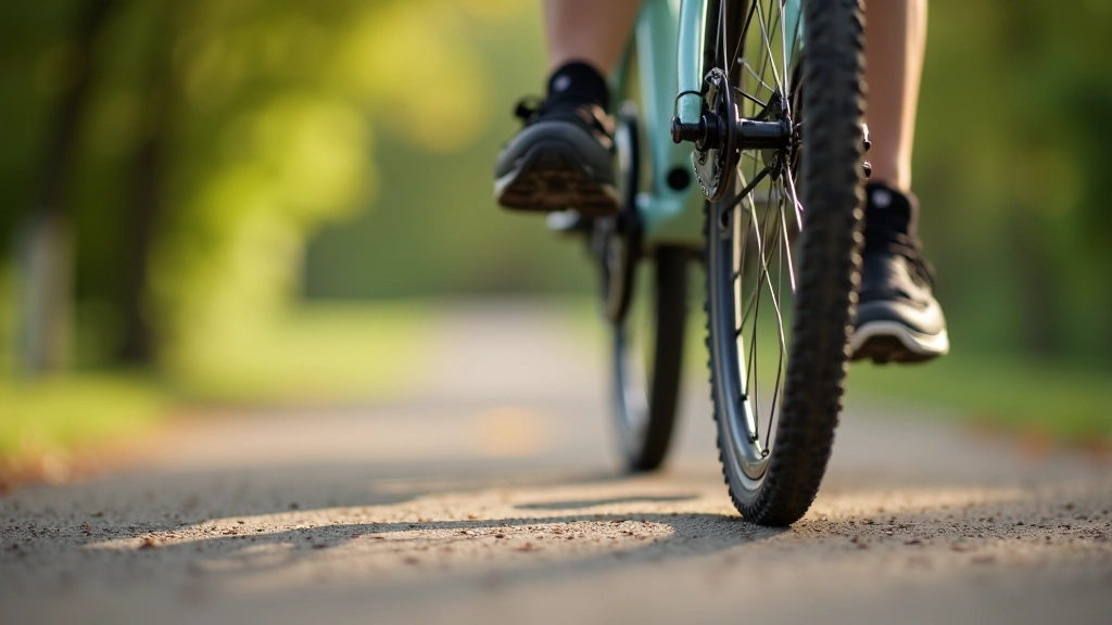 Detail cyklistické pneumatiky a zubů podvozku kola na nerovné cestě